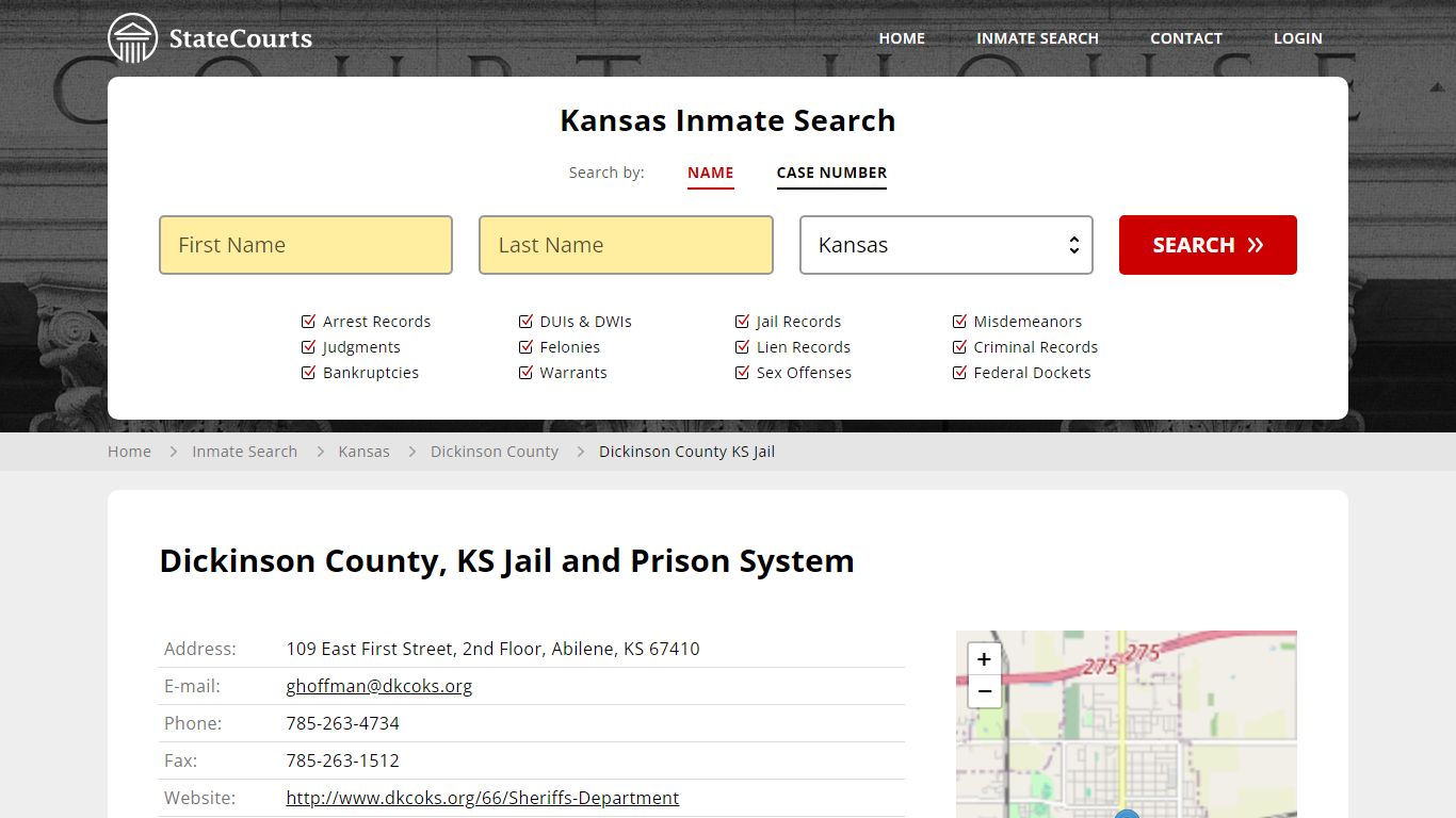 Dickinson County KS Jail Inmate Records Search, Kansas - StateCourts